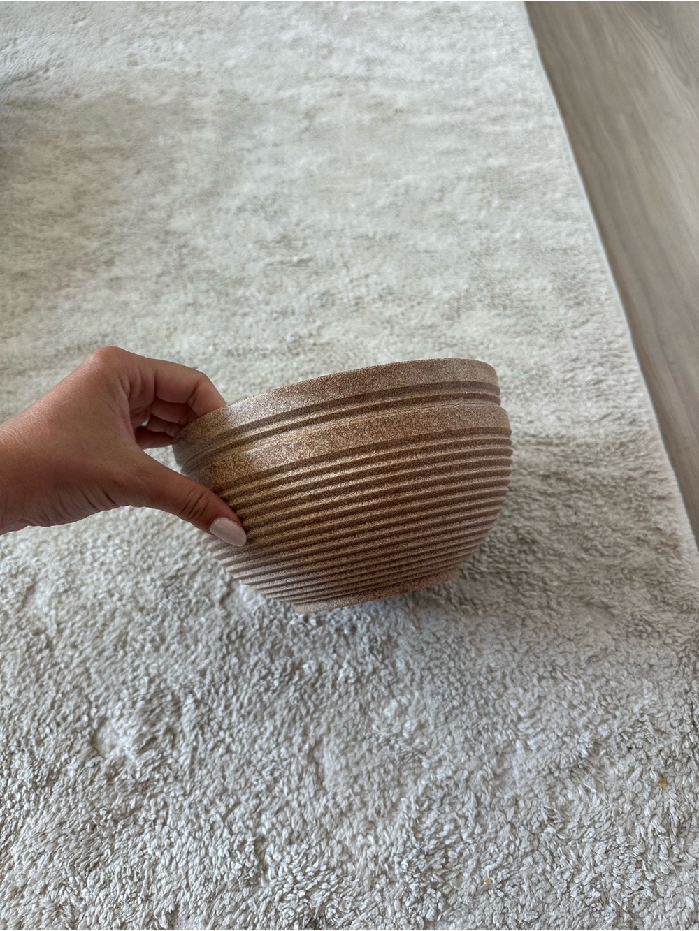 Textured Metallic Brown Plastic Bowl - Home Art